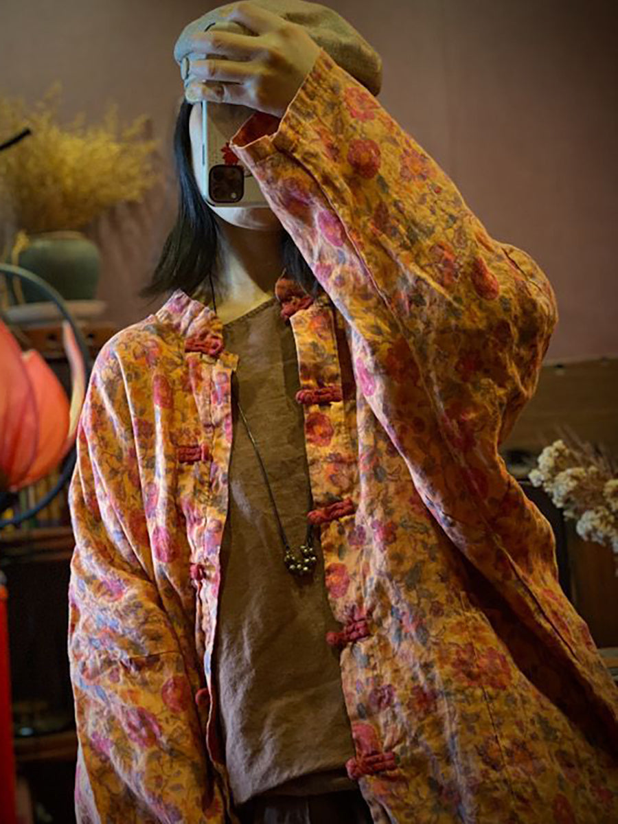Print Linen Loose Coat