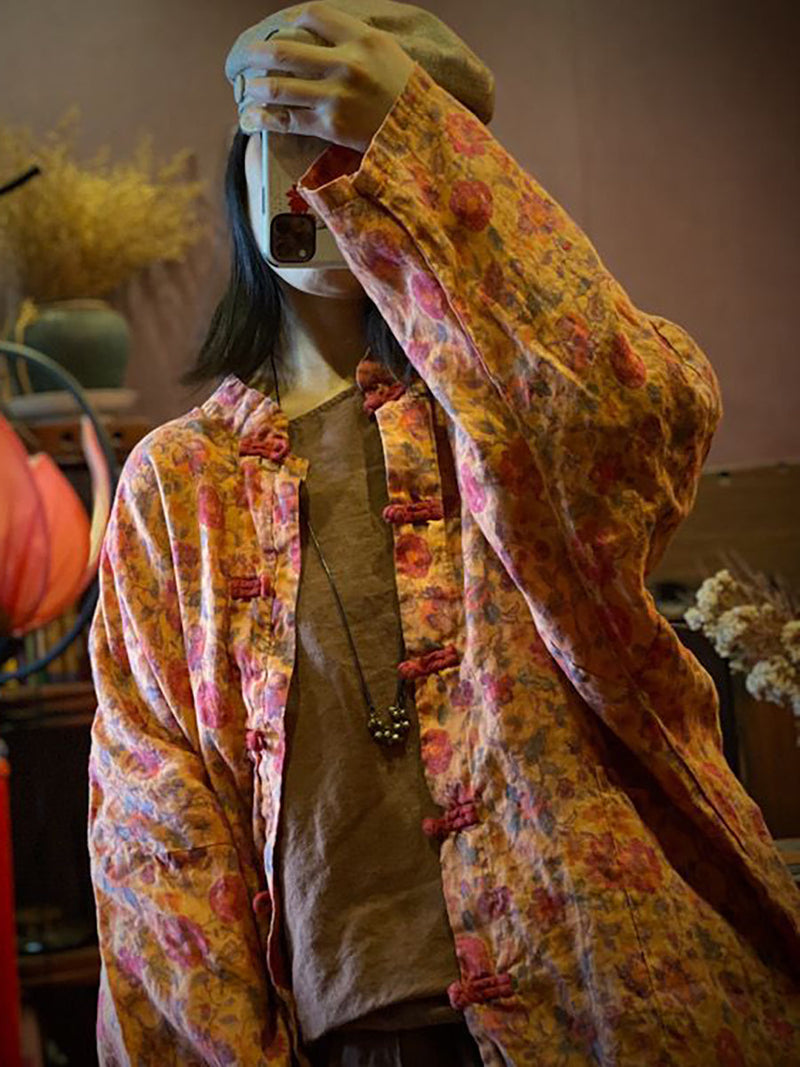 Print Linen Loose Coat