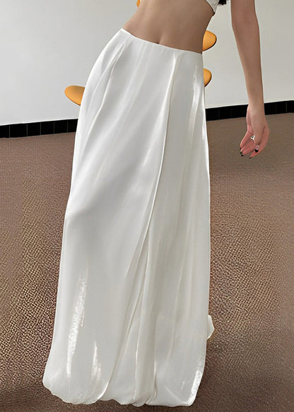 White High Waist Silk Skirts Summer