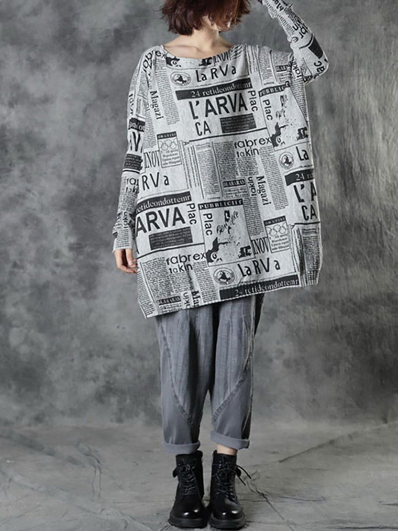 - Autumn Loose Letter Printed Sweater